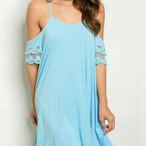 Cold shoulder sky blue dress S/M/L